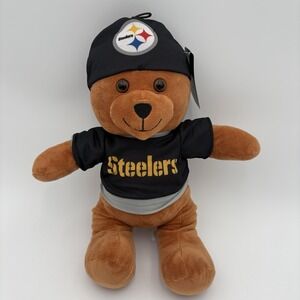 Large‎ 14" NFL Pittsburgh Steelers Bear With Hat Plush NWT